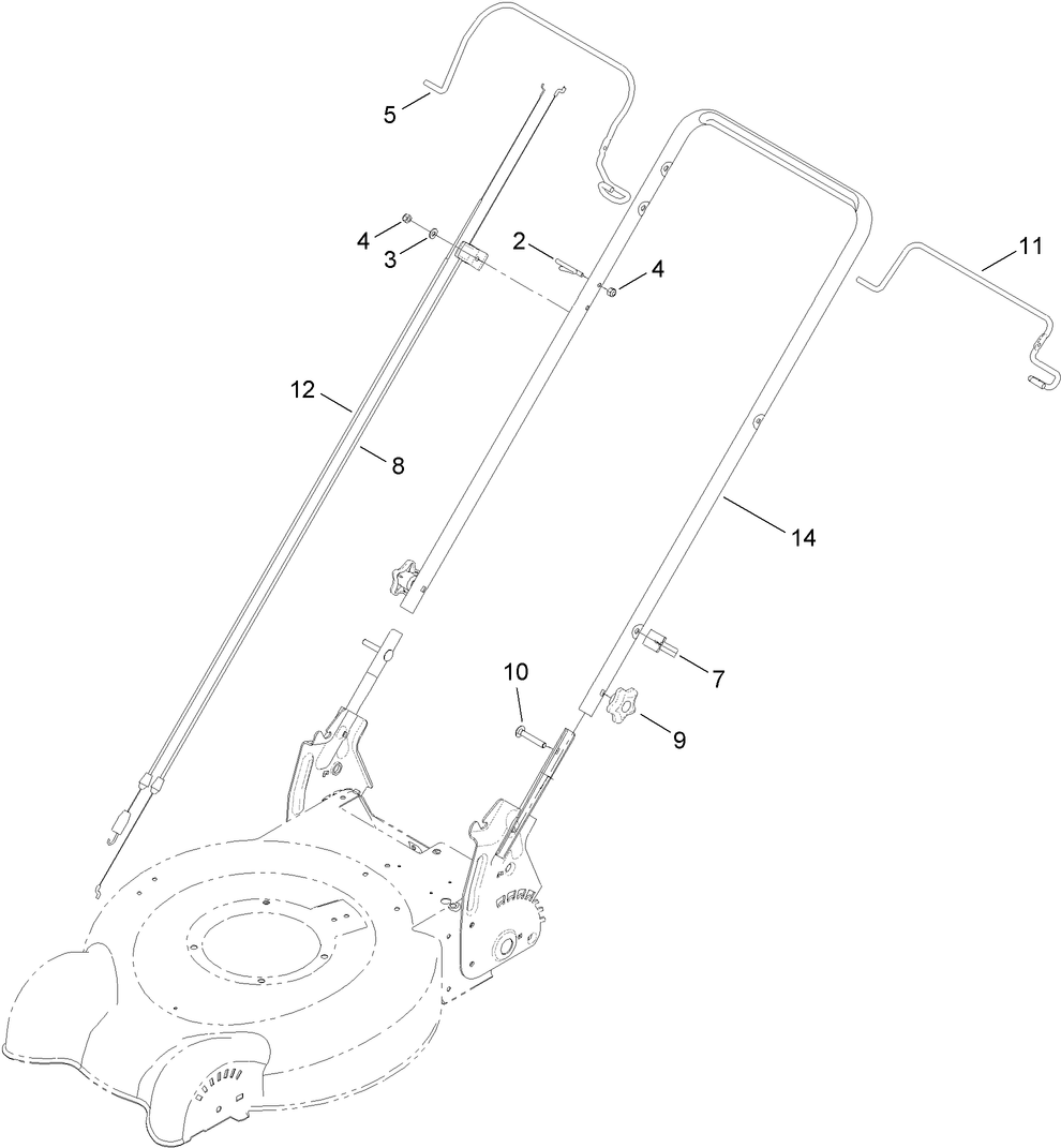 Handle Assembly Diagram and Parts List for 10634 (314000001 - 314999999)(2014) Lawn Boy Lawn Mower